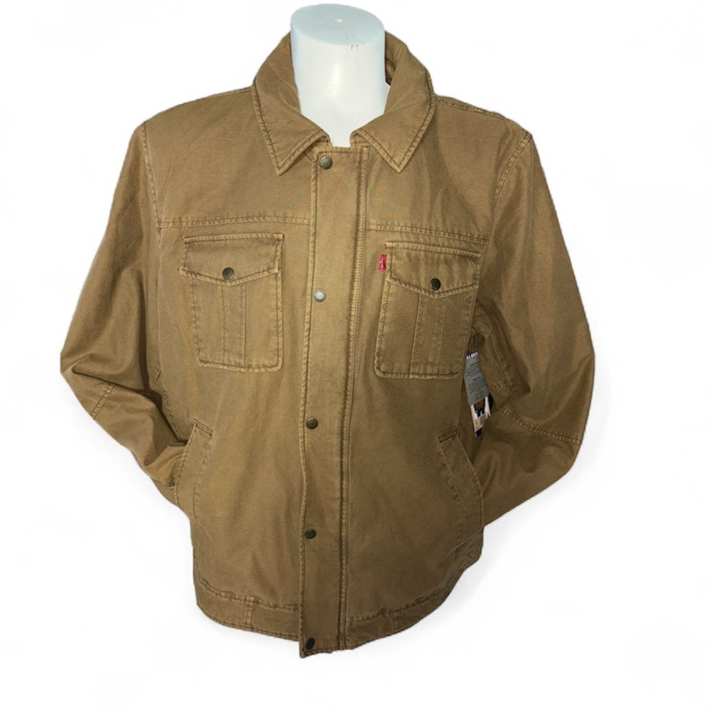 Levi’s Light Brown Denim Quilted Zip Up Button Rugged Durable Jacket Men’s XXL